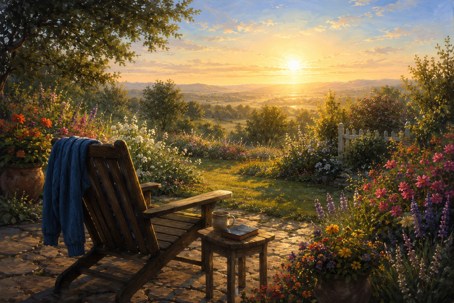Open Bible, quiet chair, and soft golden light for a reflection on God our Father.