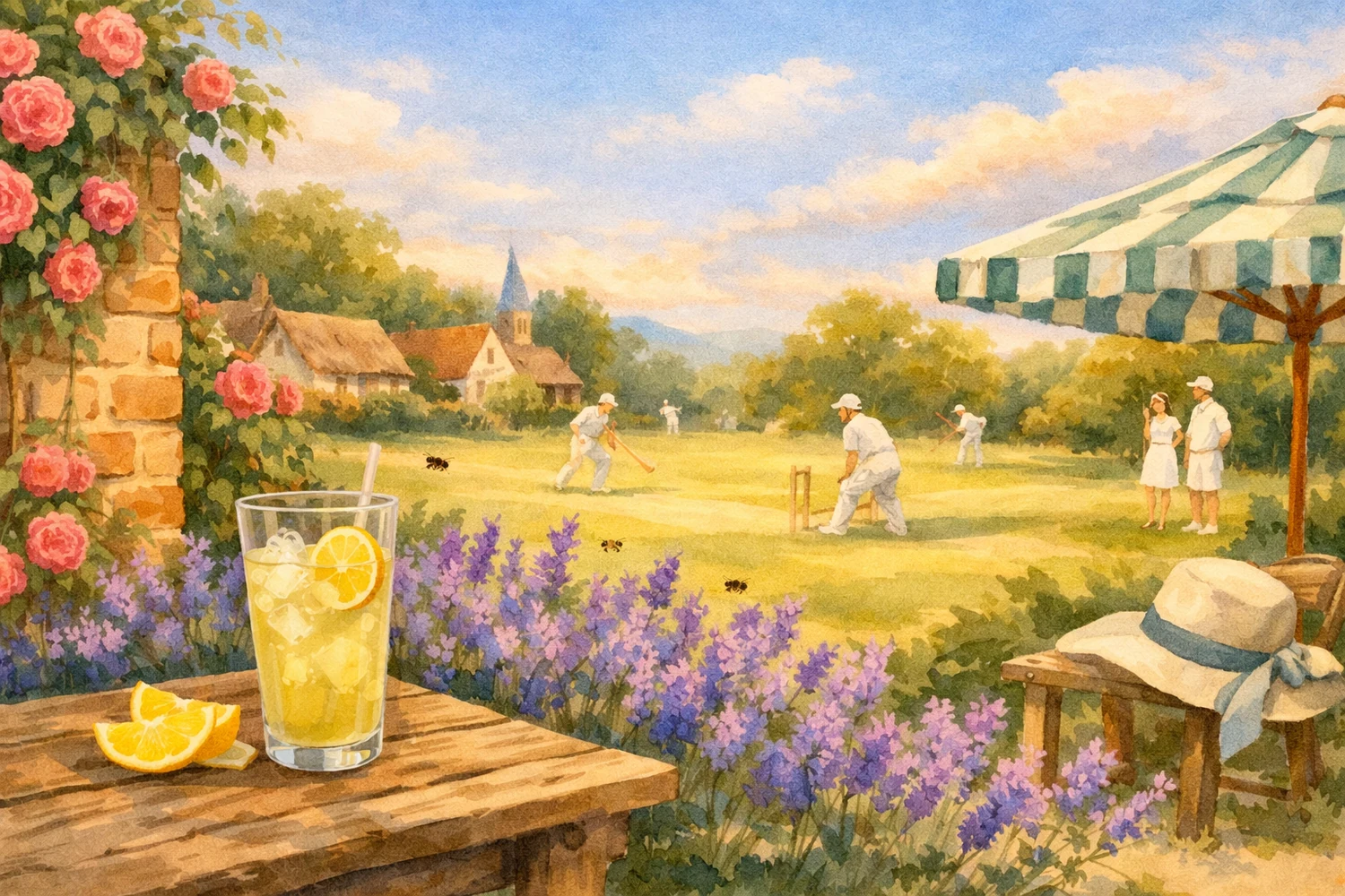 A quintessential British July with roses, village cricket and golden summer sunshine.