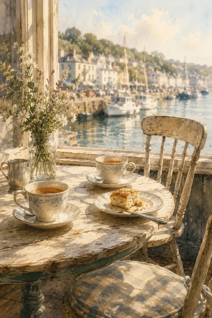 A quiet Isle of Wight café table set for a morning conversation.